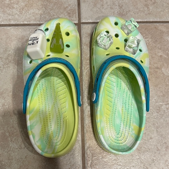 CROCS Green and Blue Tie-Dye Clogs - Picture 2 of 7